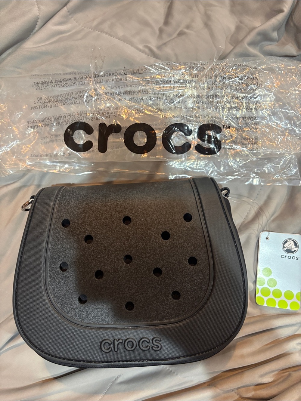 CROCS Black Saddle Crossbody Bag with Perforated Top